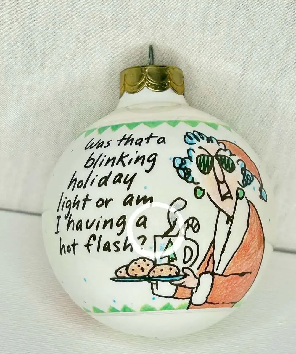 Hallmark Shoebox Greetings Ornament Hot Flash 1991 Vintage Glass